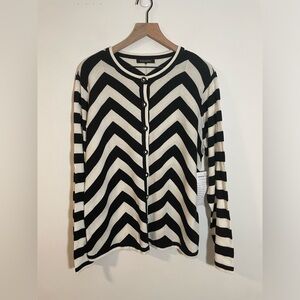 Foxcroft Black & White Chevron Stripe Cardigan Sweater NWT Size 1X